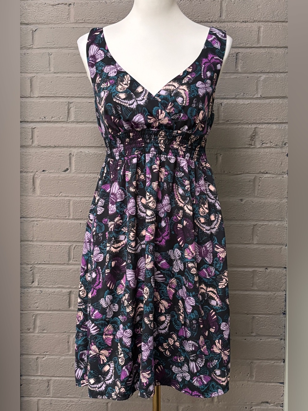 H&M purple butterfly print sleeveless dress 6